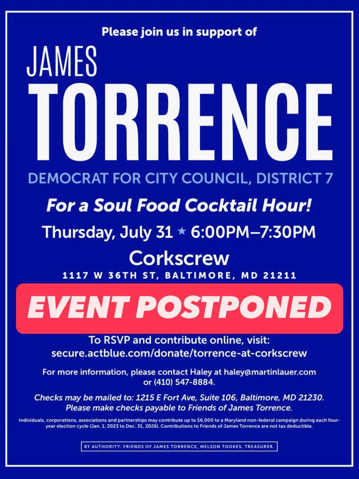 Thank you so much for your support for tonight&rsquo;s event!

Due to a forecast of severe storms and flash flooding, I&rsquo;ve decided to postpone to ensure everyone&rsquo;s safety. The event is now rescheduled for Thursday, August 7 at 6 PM at Cor