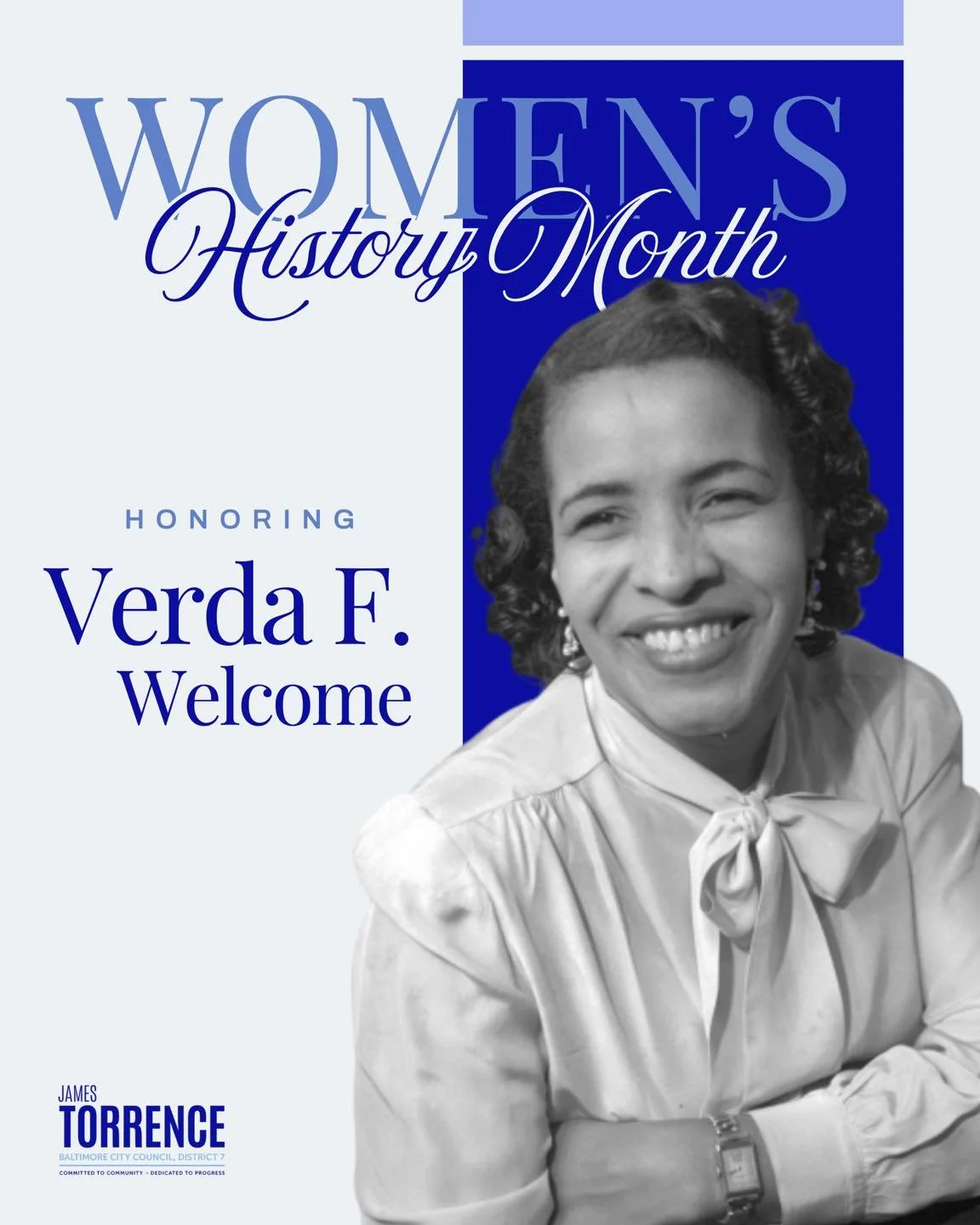During Women&rsquo;s History Month, we recognize Verda F. Welcome, a pioneering Maryland leader who made history as the first African American woman elected to the Maryland State Senate.

Throughout her career, Welcome was a strong advocate for civil