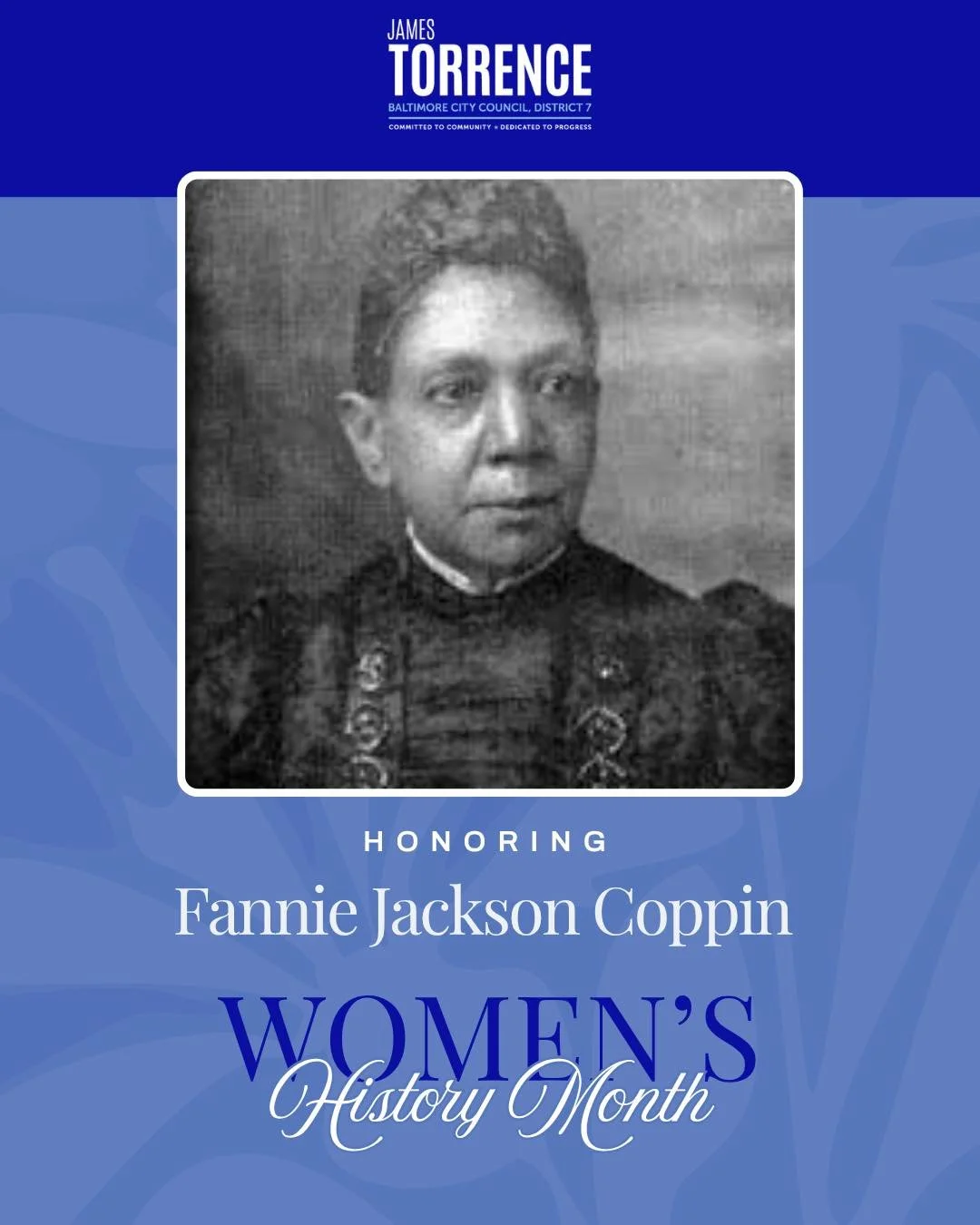 On the final day of  Women&rsquo;s History Month, we honor Fanny Jackson Coppin, an educator, missionary, and pioneer who dedicated her life to advancing education and opportunity.

Born into slavery in Washington, D.C., Coppin overcame extraordinary