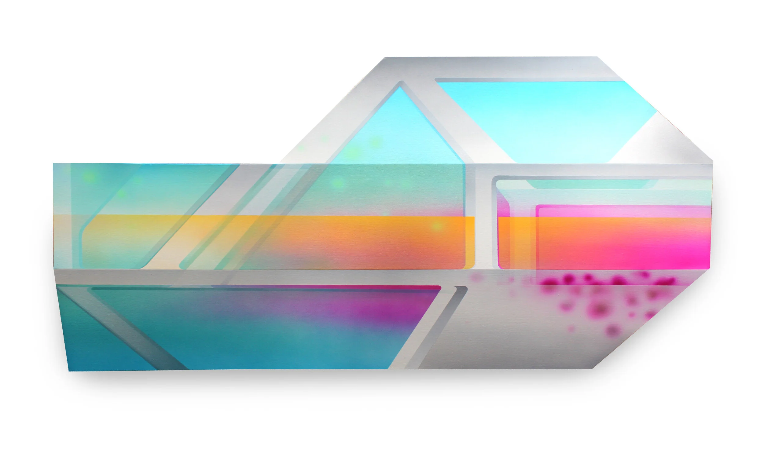  OpTech Blue Pink Yellow  Acrylic on canvas 