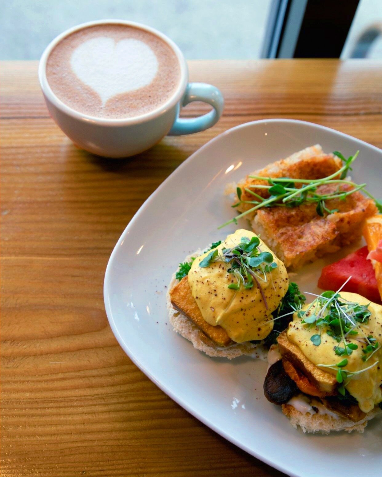 Elevating brunch with a plant-based twist: Vegan Eggs Benny 🌱

Sourdough toast with saut&eacute;ed smoked tofu, roasted tomato, basil
garlic aioli, saut&eacute;ed mushrooms, lemony kale and vegan hollandaise 🥬🤩 

Try something new this weekend, we