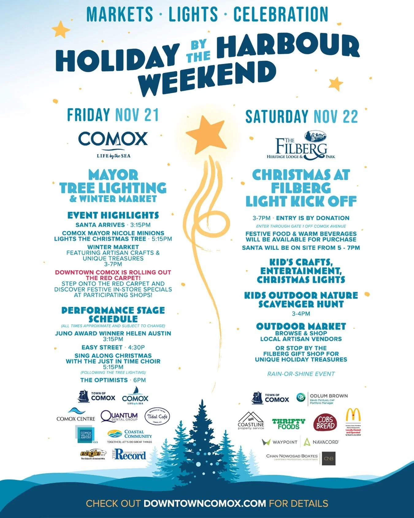 Holiday by the Harbour kicks off TOMORROW! 🎄 We&rsquo;re a proud sponsor of this @downtowncomox event, and we can&rsquo;t wait to see you all there for the festivities this Friday &amp; Saturday 🥳 

We&rsquo;re open 8am-2pm for your pre-festivities