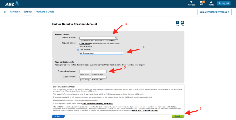Instructions to link your ANZ loan account to your online banking