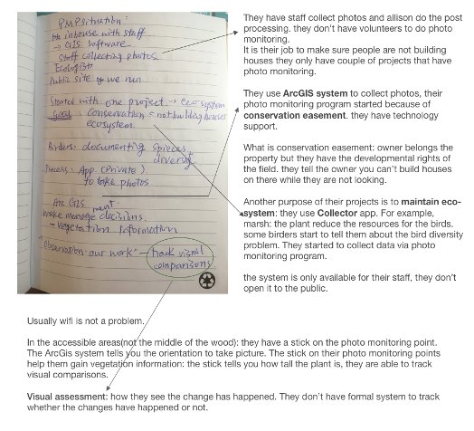 Annotated interview notes during field visits