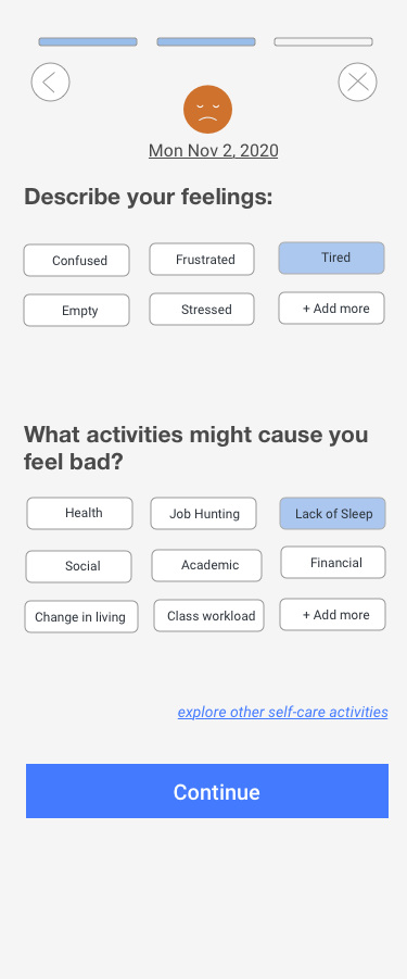 Track emotions and activities