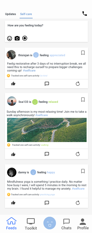 Share self-care activities