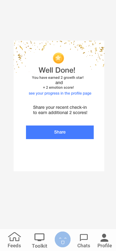 Feedback page when users complete check-in