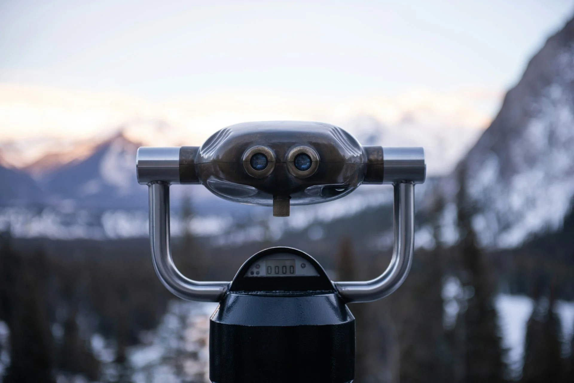 Binoculars Overlooking Mountain