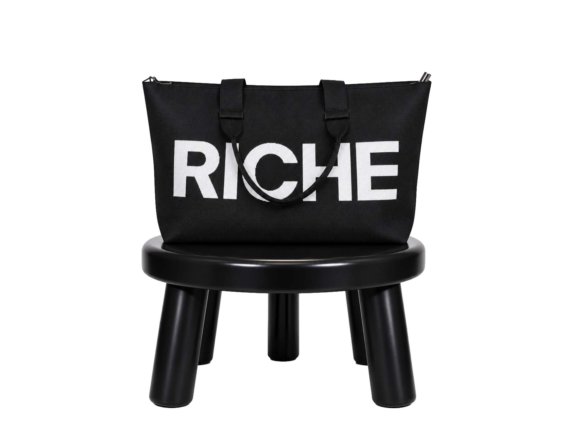 Riche Throw-in Zip Tote Black/White