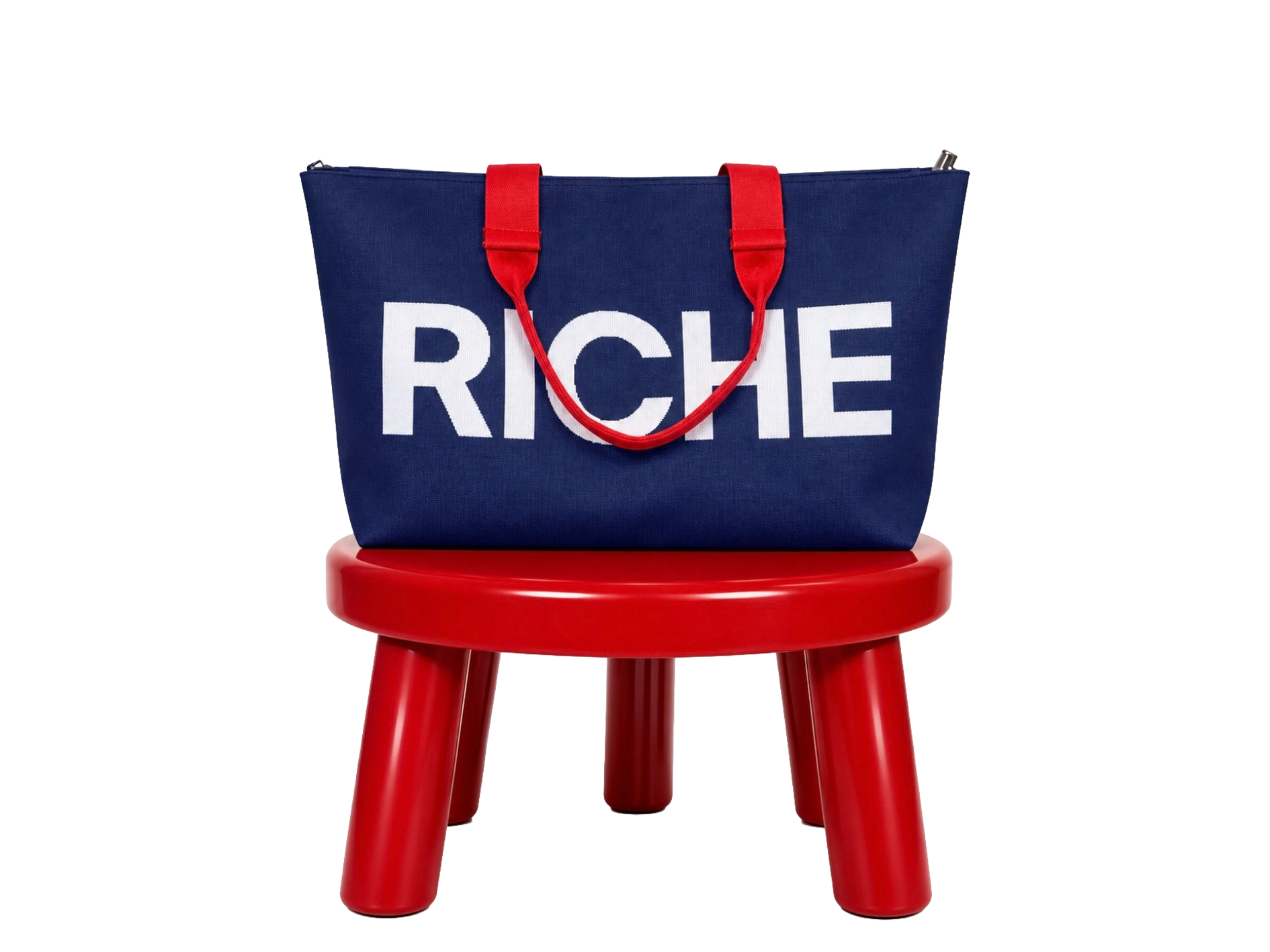 Riche Throw-in Zip Tote Navy/Red