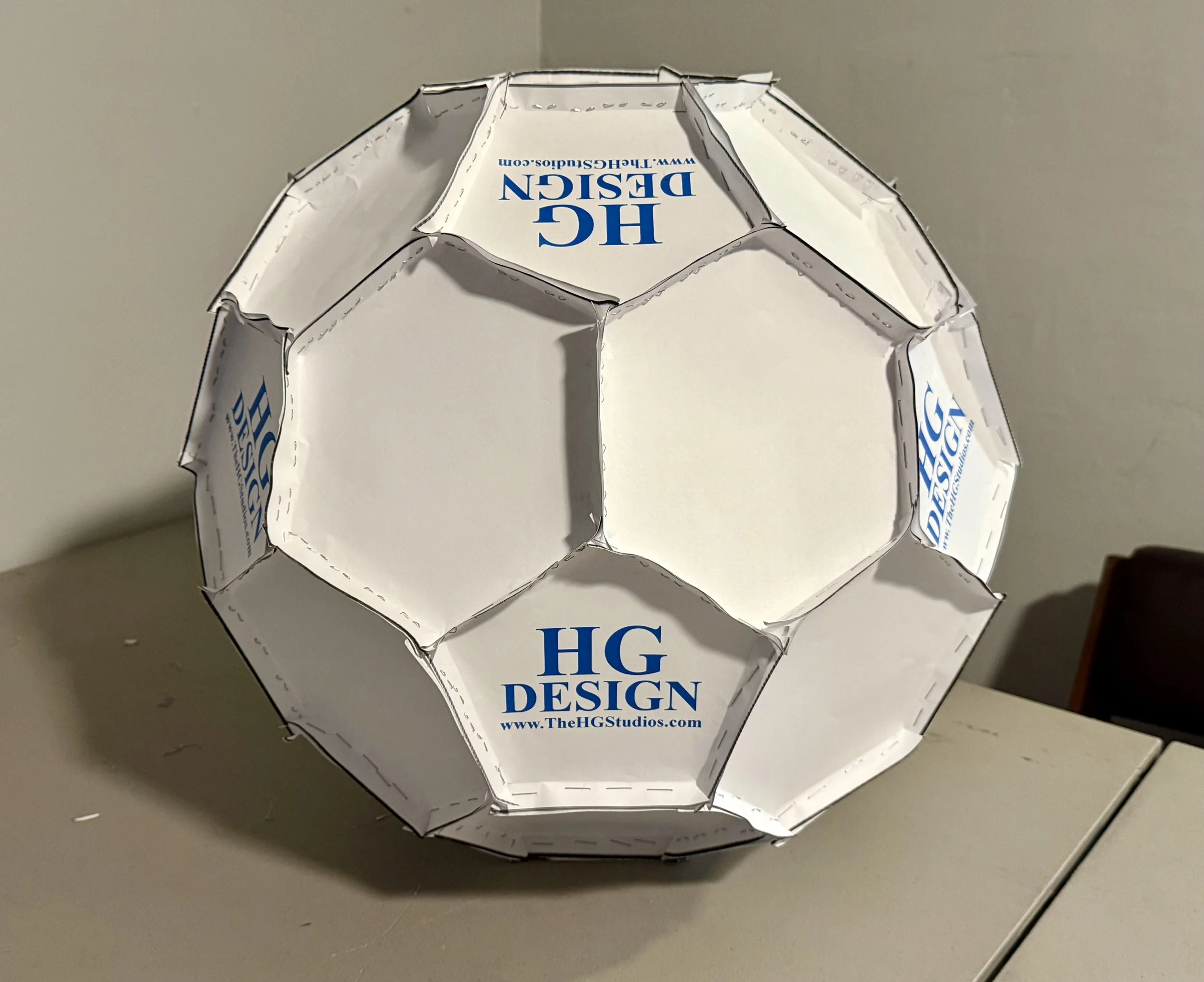Custom large scale soccer ball pattern / design template for the fabrication of custom soccer ball elements.