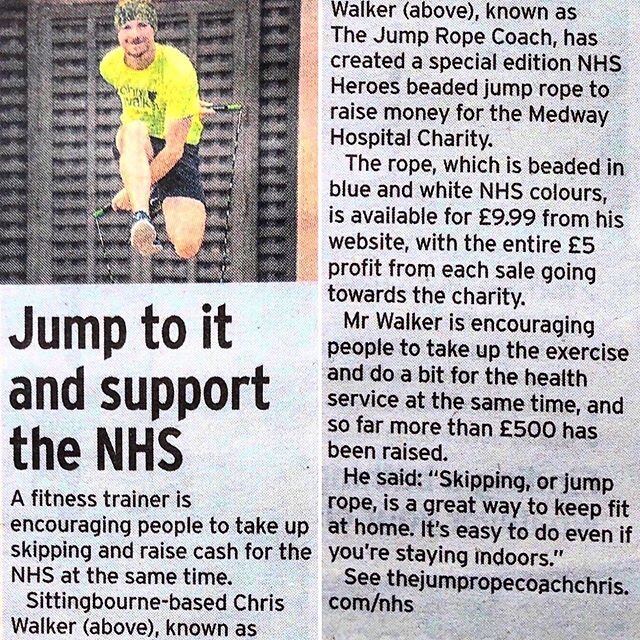 💙🤍🤩 WE MADE IT INTO THE SITTINGBOURNE NEWS LOCAL PAPER 🤩🤍💙
⠀⠀ ⠀⠀ ⠀⠀
If you&rsquo;d like to get involved you can do so by purchasing a special edition NHS HEROES beaded jump rope over at www.thejumpropecoachchris.com/nhs from which 100% of the p