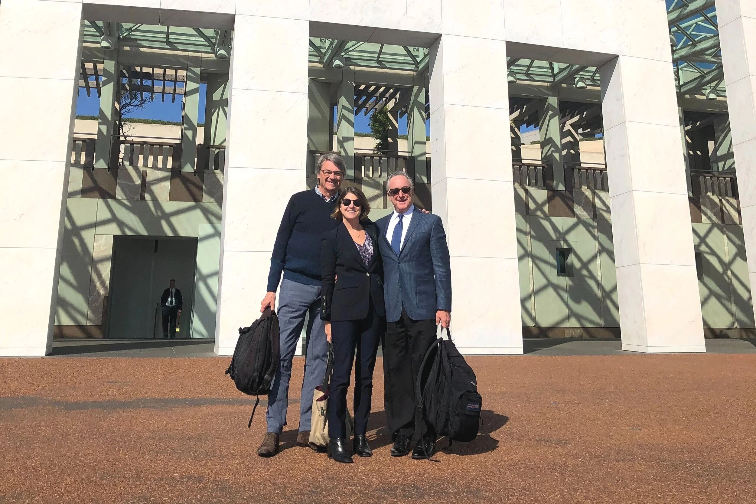 With TBB co-founders, Mary Louise and Bruce Cohen, advocating for displaced Talent Mobility in Parliament House, Canberra.