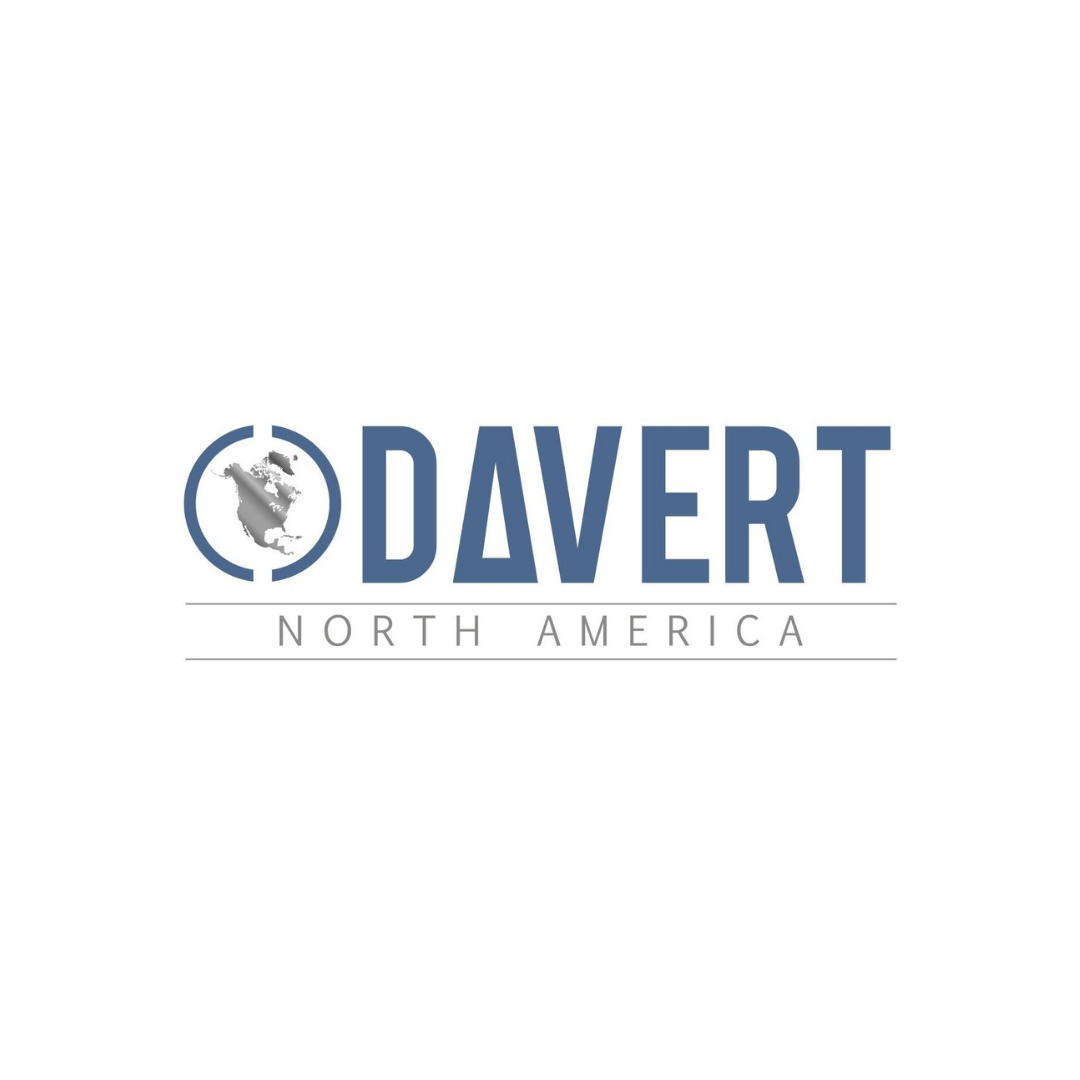 Logo for Davert North America with a stylized map of North America inside a target circle and the text 'DAVERT' in blue and 'North America' in gray below.