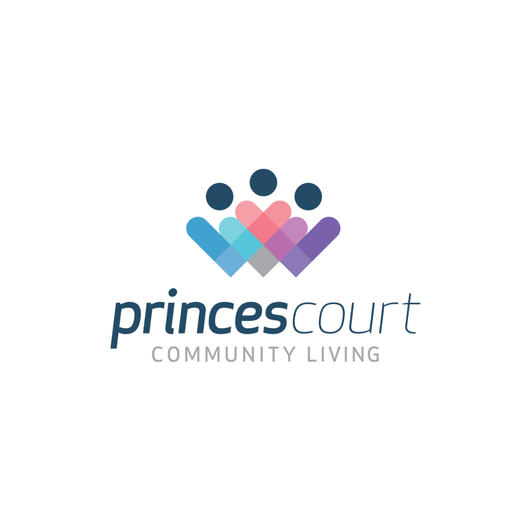 Logo of Princess Court Community, featuring a stylized icon of four interconnected figures in blue, pink, purple, and gray colors, with the text 'princess court' and 'COMMUNITY' underneath.