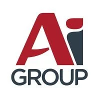 Logo of AI Group with a stylized letter 'A' and 'I' in red and blue, and the word 'GROUP' below in dark gray.