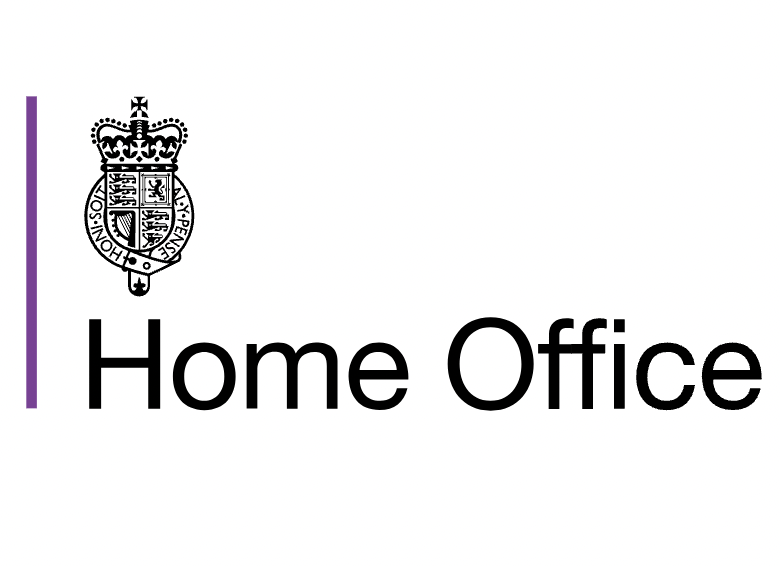 British government emblem with the text 'Home Office' in black.