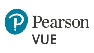 Pearson VUE logo with a blue circular icon containing a white question mark and the words 'Pearson VUE' in black text.