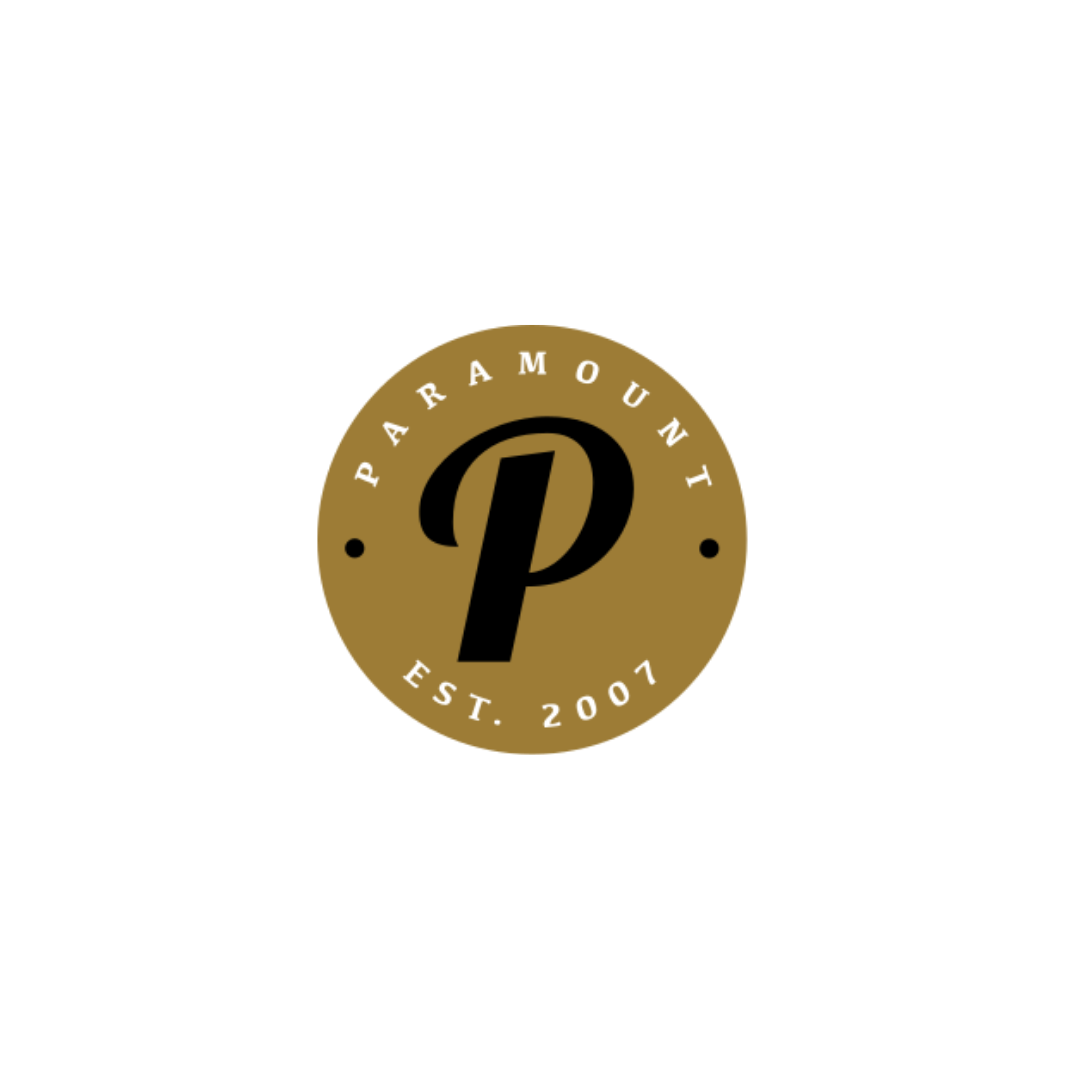 Logo for Paramount, featuring a large gold circle with a black P in the center, surrounded by the words 'Paramount' and 'Est. 2007' in white.