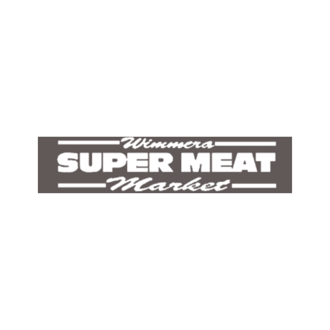 Wimmera Super Meat Market logo with black background and white text.