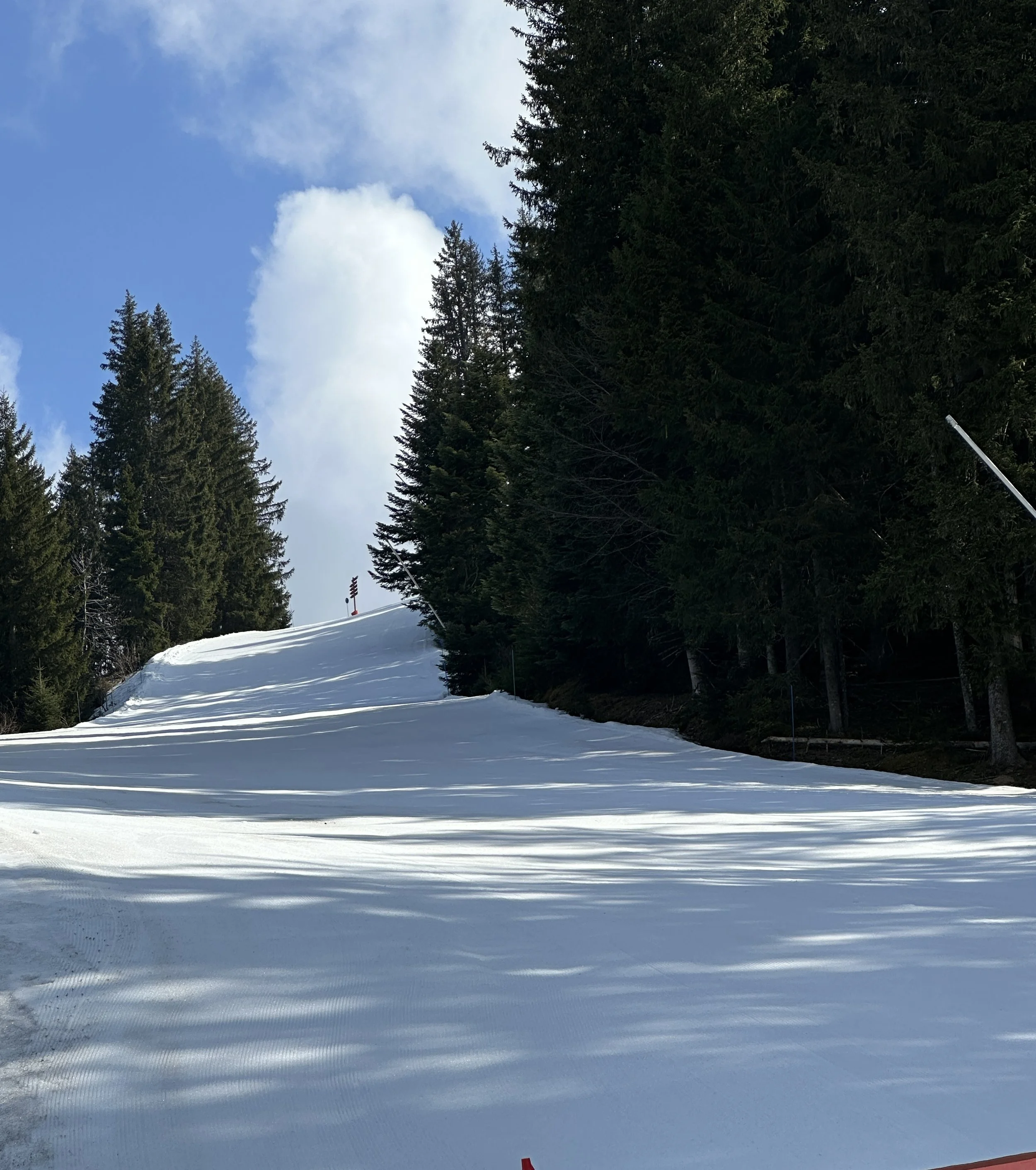 empty slopes in les gets low season. british ski school