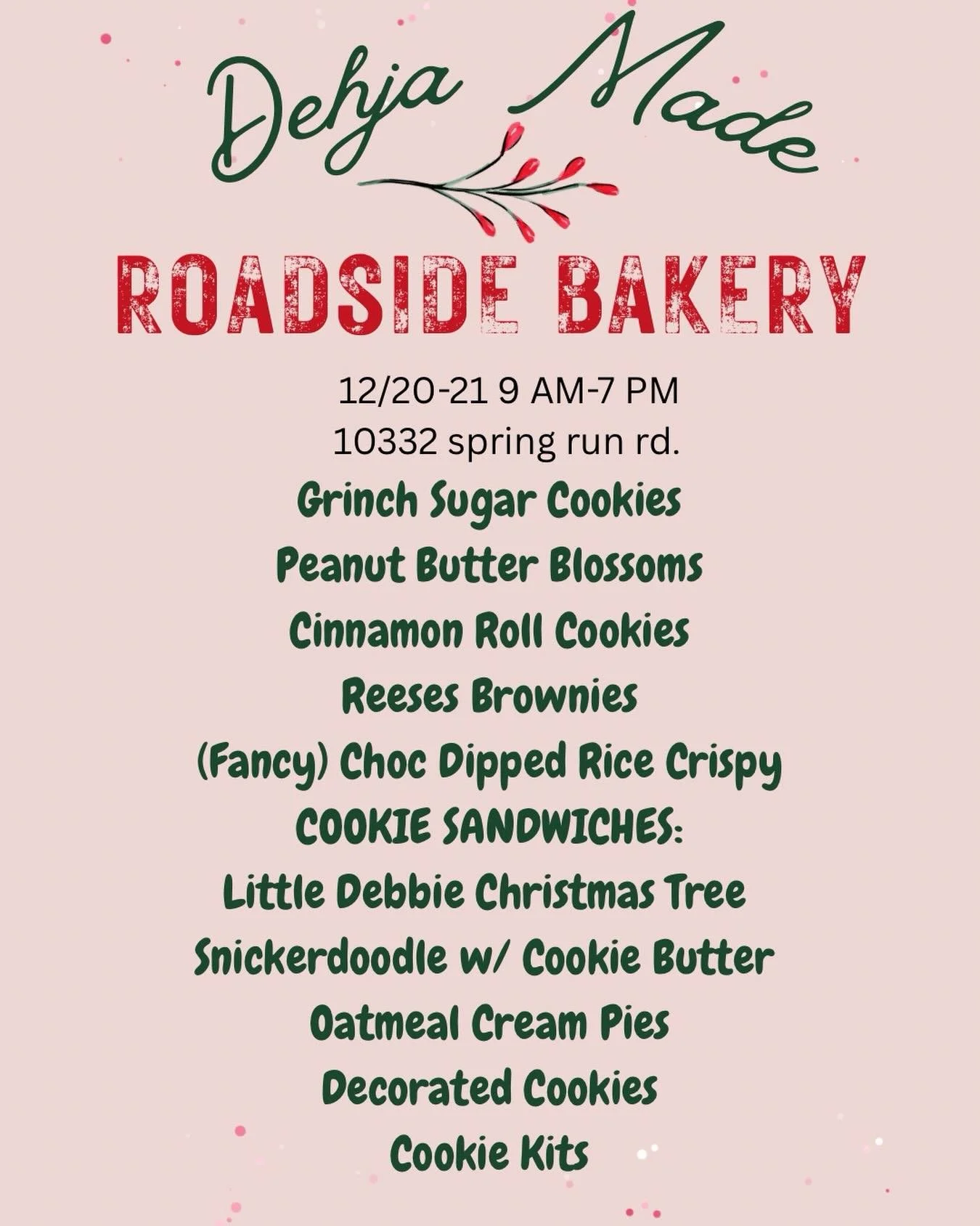 Who am I?! The bakery&rsquo;s menu posted on Wednesday at 1:30?! This is the last time you can snag Christmas goodies. See ya there!