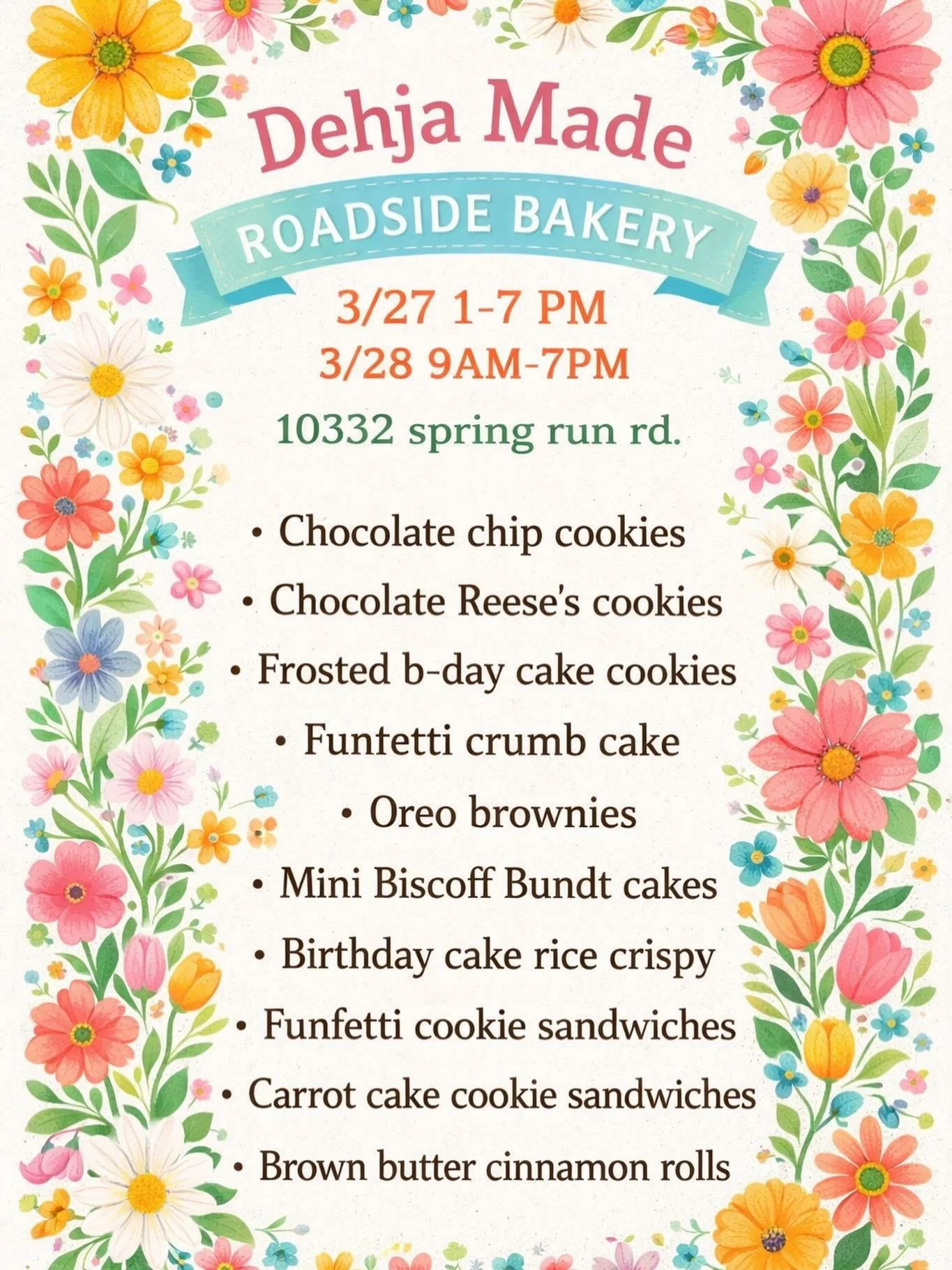 New week- new menu!! Don&rsquo;t forget- the bakery is now open FRIDAYS AT 1 AND SATURDAYS AT 9!