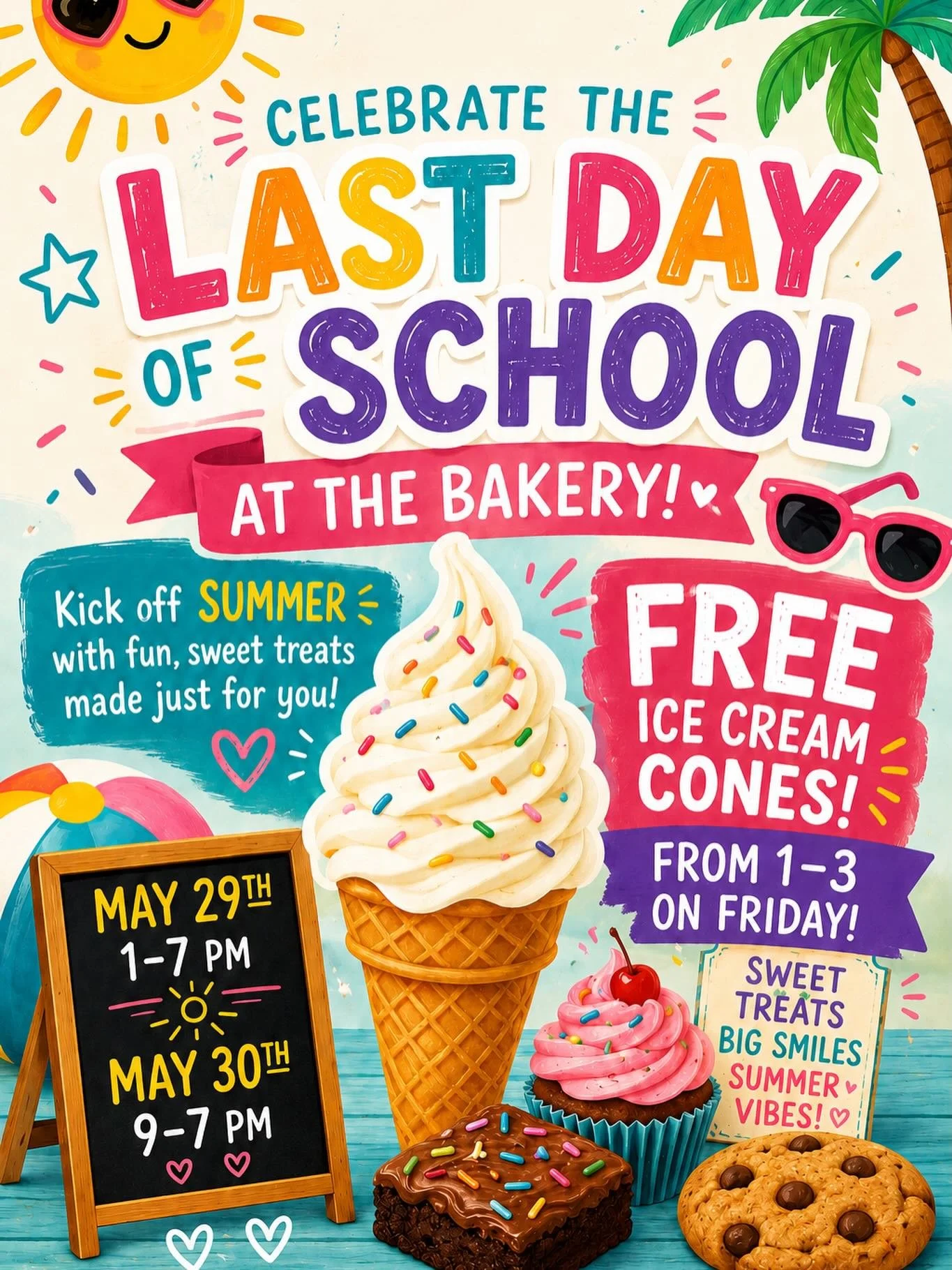 Save the date!!! Free ice cream cones on the 29th from 1-3 (or while supplies last). 😎☀️🍦🍪🌴🌊👙🩳
