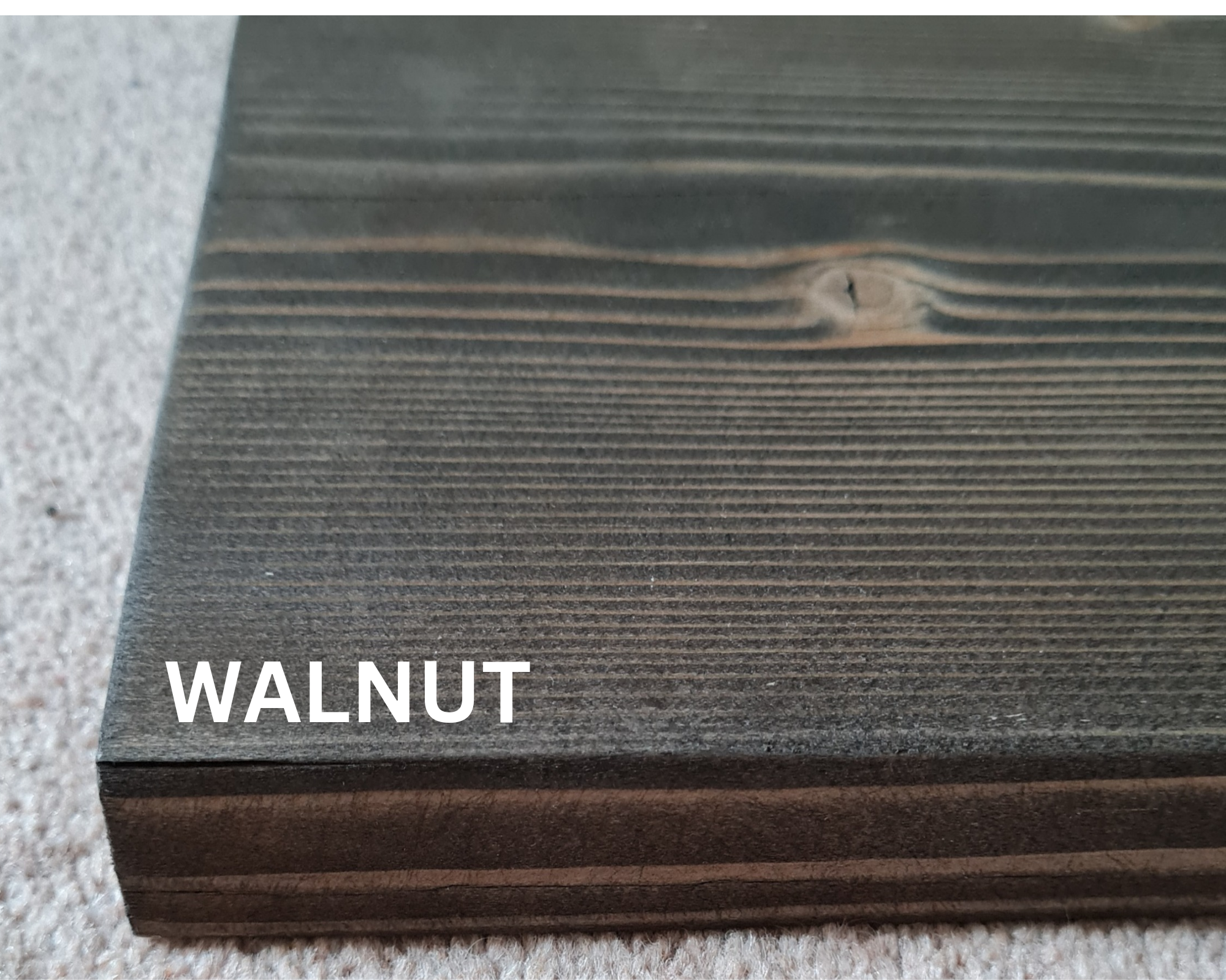 walnut stained scaffold shelf