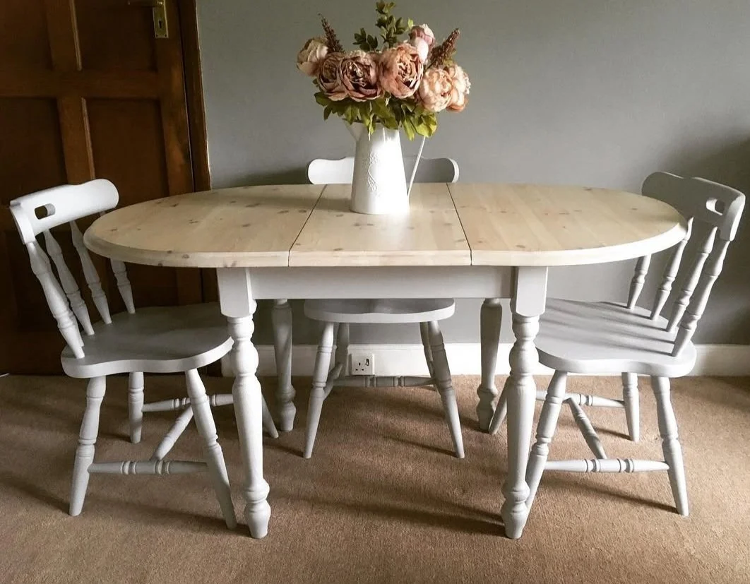 Large Oval Pine Extendable Table painted to order — Upcycled by M