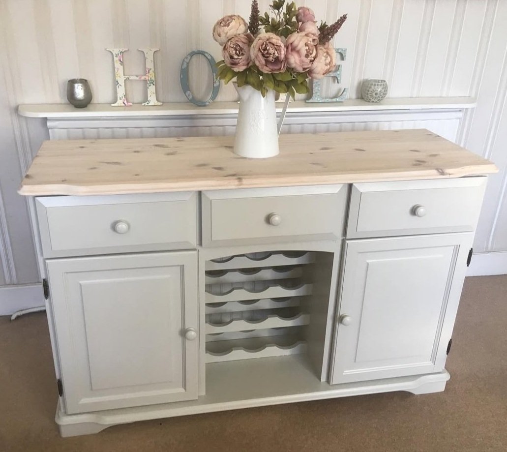 Light Grey painted pine sideboard with light top.jpg
