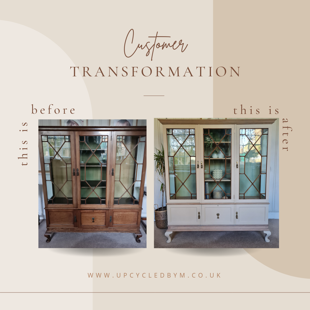 Display cabinet before & after upcycling
