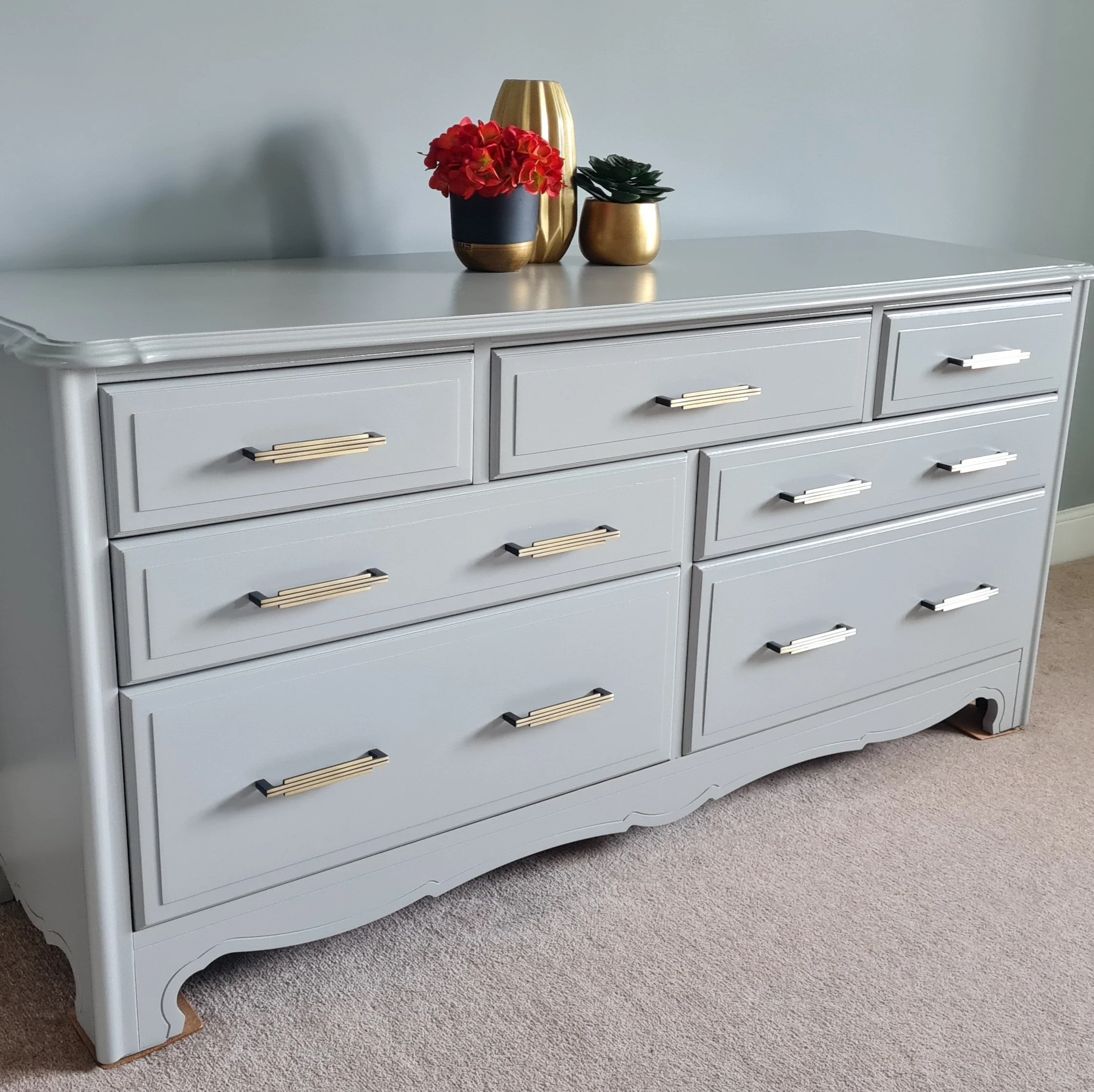 Grey painted captains chest with new handles