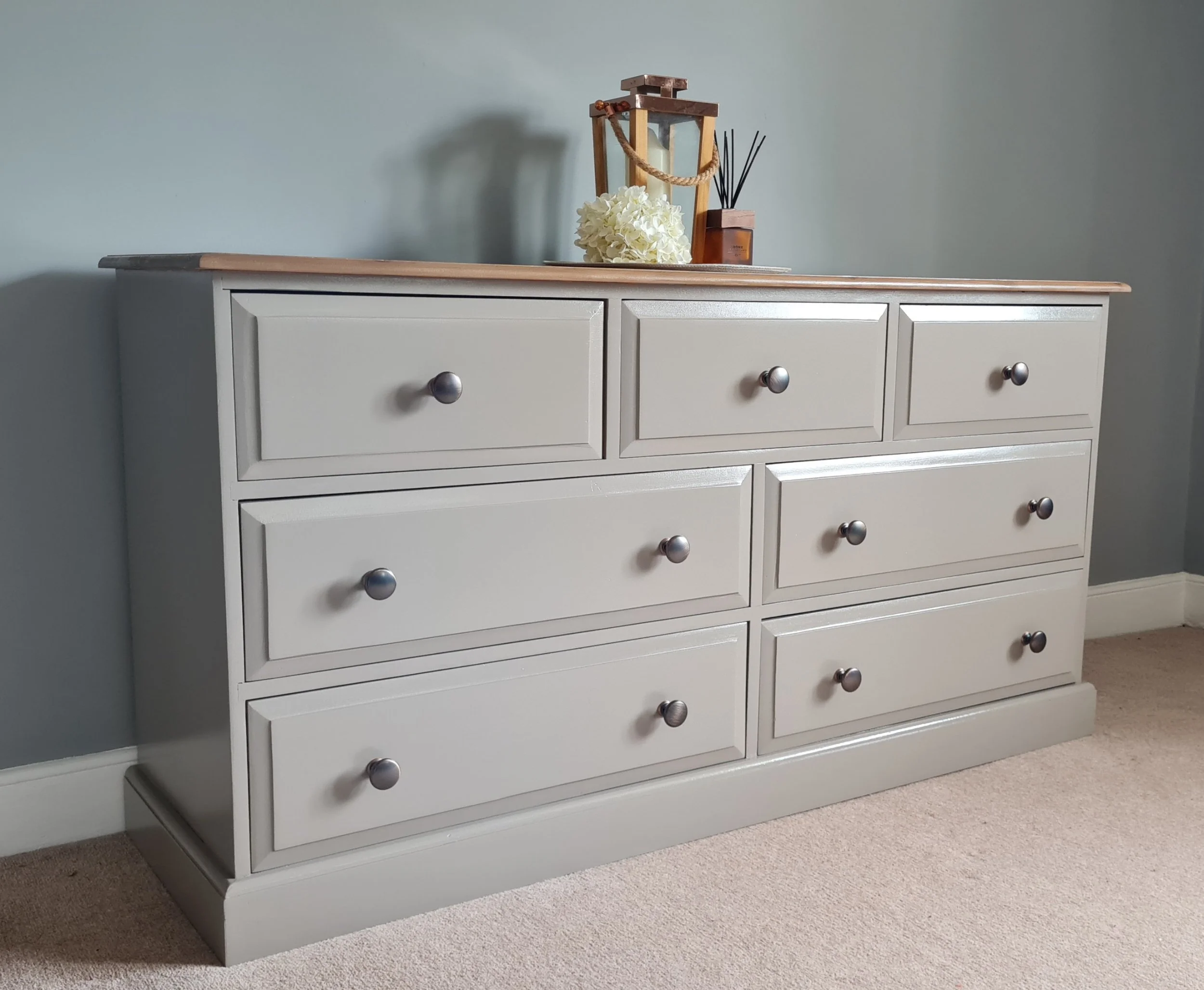 Charleston gray painted pine chest of drawers