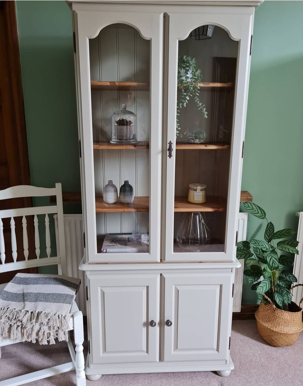 Stone painted pine display cabinet.jpg