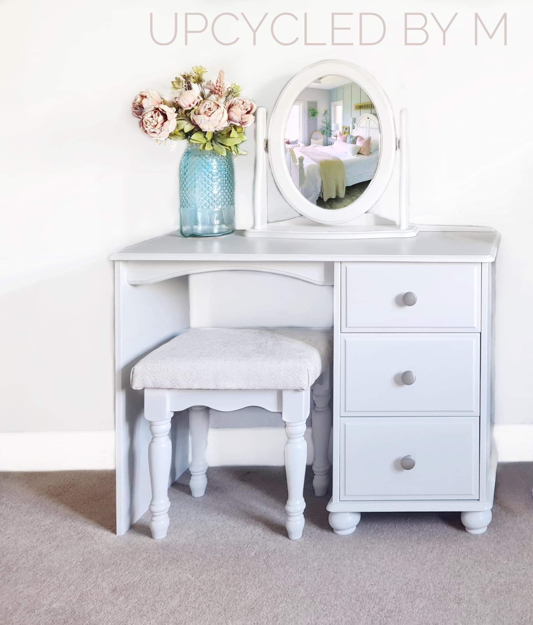 Upcycled pine dressing table, stool and mirror-01.jpeg
