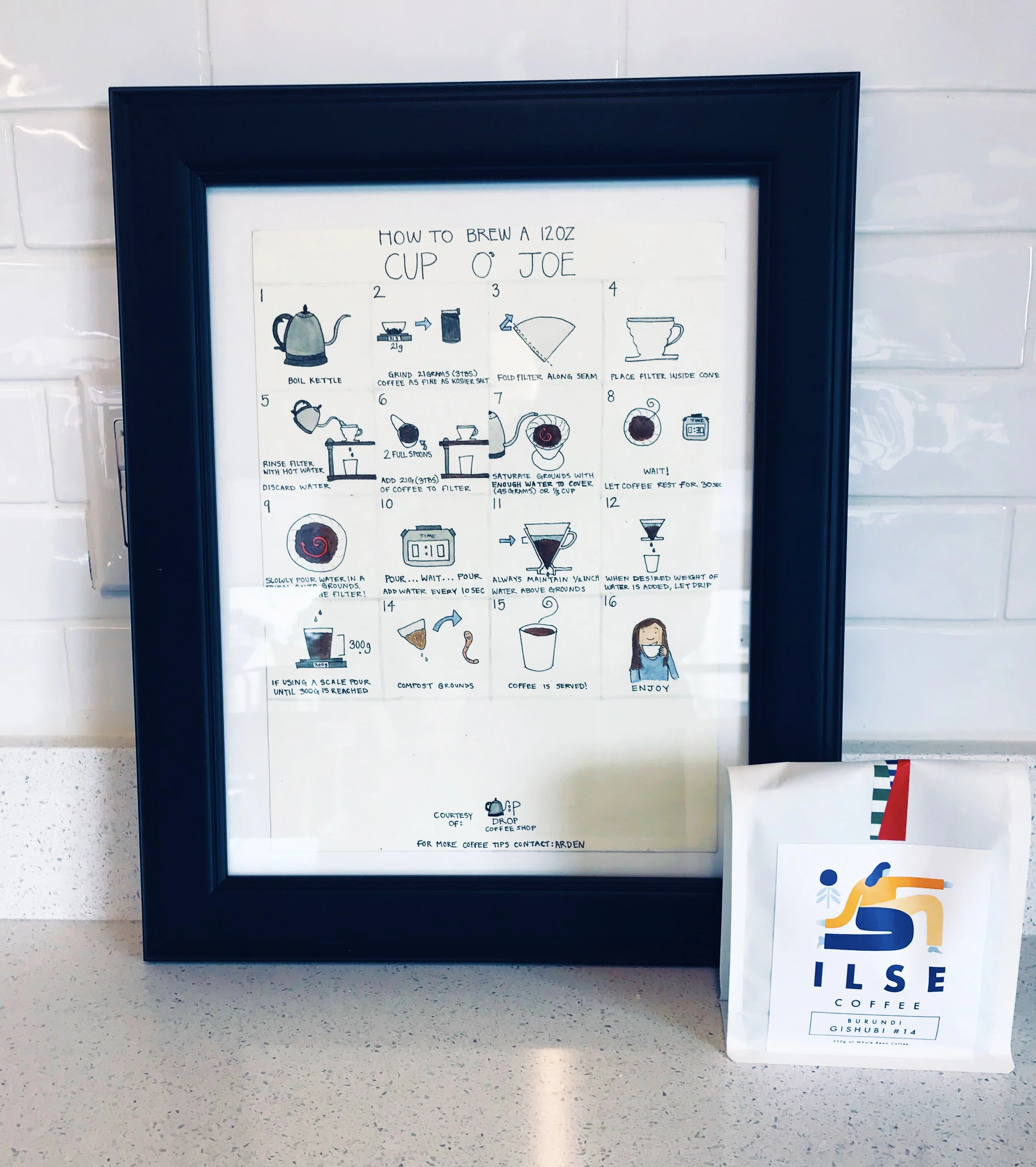 How to use a v60 filter to make a proper pour over. Watercolor and Pen. 