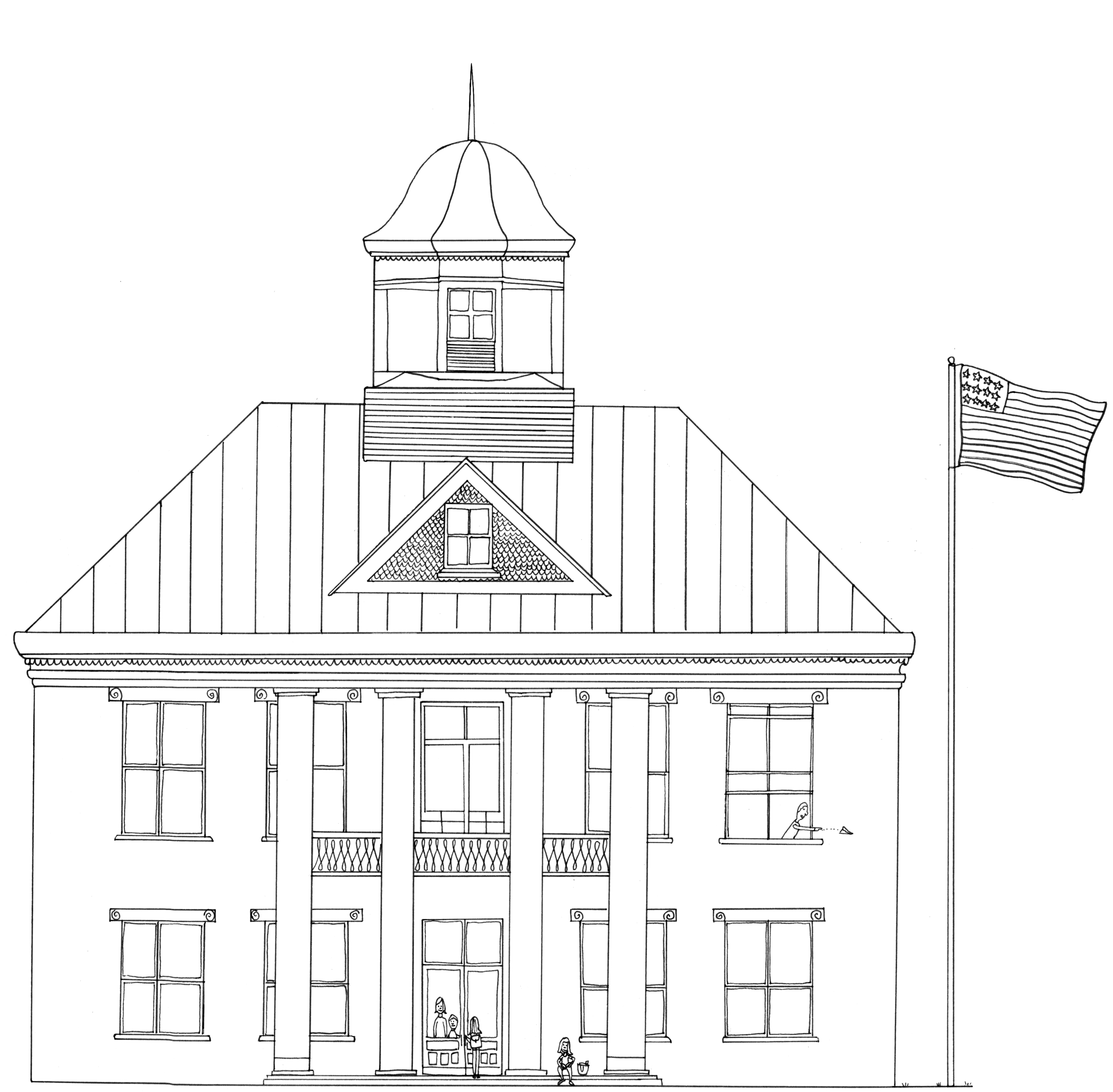 Schoolhouse Pen Drawing