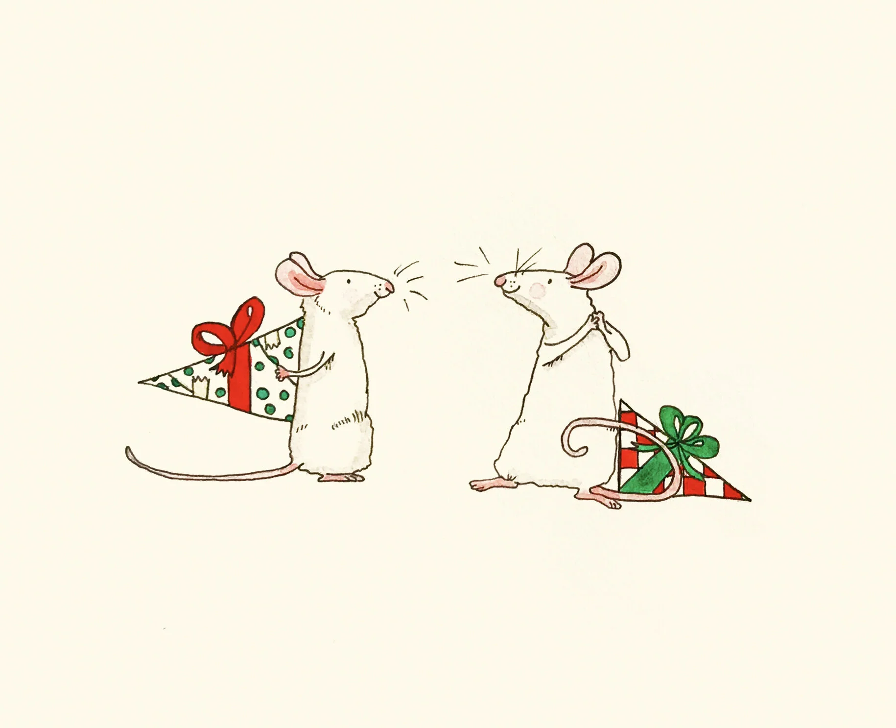 For Me? Watercolor Christmas Card. 