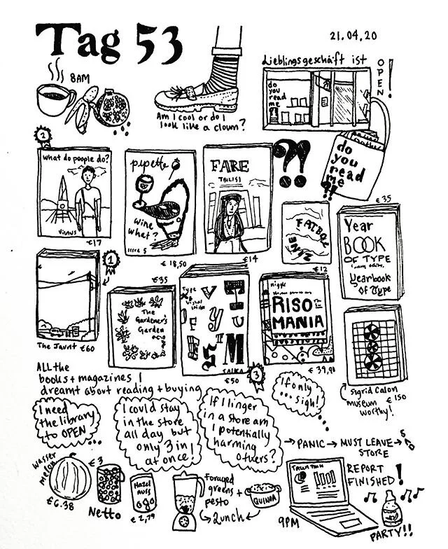 Day 53. Life would be dreamy quarantined inside @doyoureadme_berlin
.

#typography #illustration #inkart #inkillustration #k&uuml;nstlerin #livinginberlin #indiemagazine #dailysketch #dailydiary #urbansketchers #inkillustration #penandink #typedesign