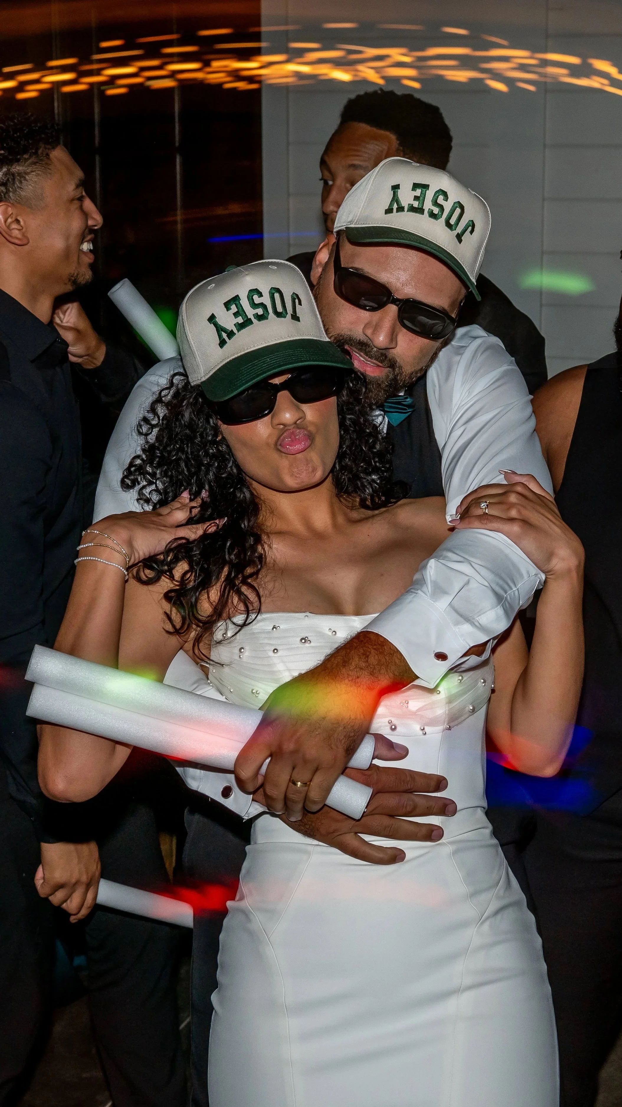 Wedding reception party at Willowynn Barn in Texas with DJ Ivan and couple dancing with guests on a high energy dance floor