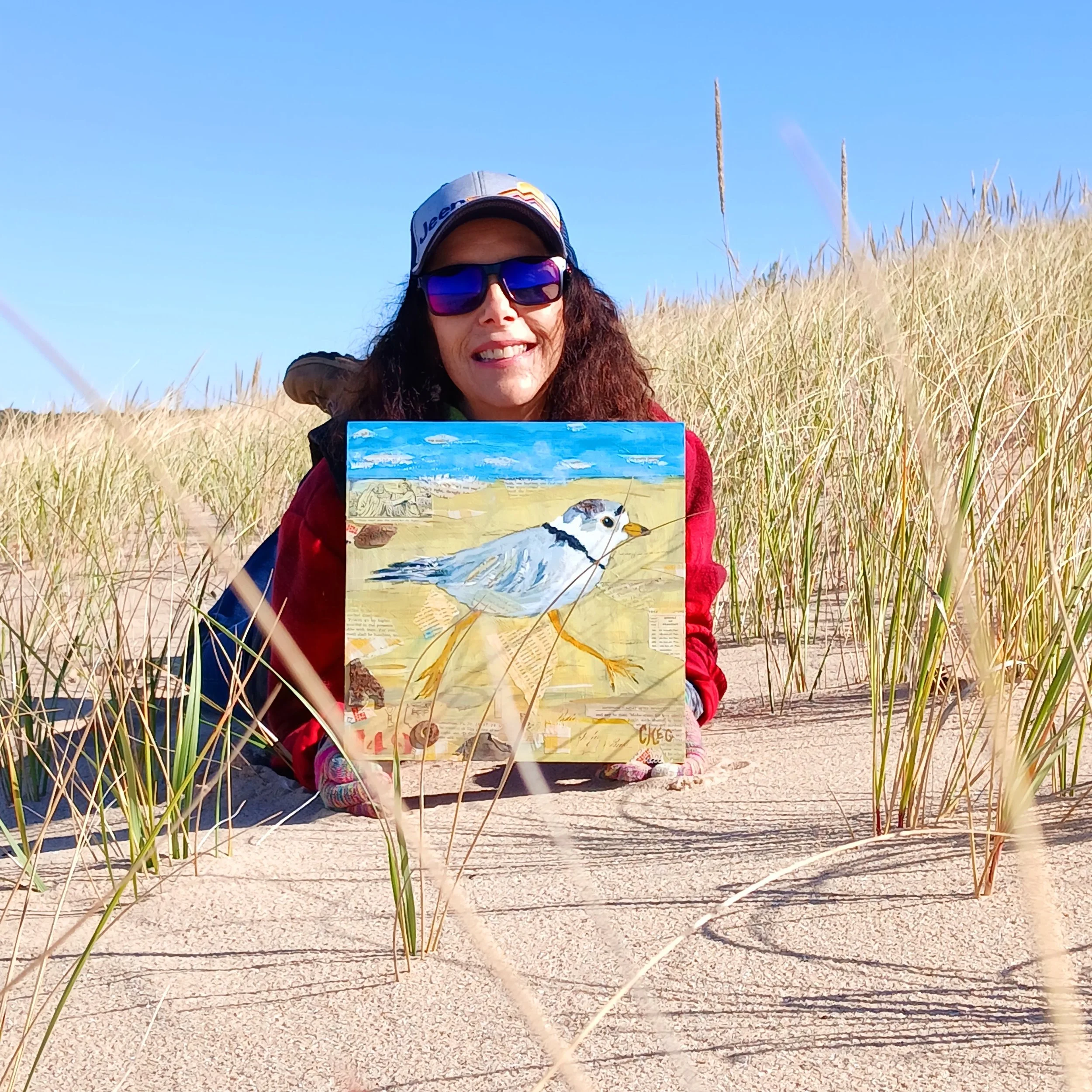  “Piping Plover” 12” x 12”,  This piece will be available at the Small Works Holiday Exhibition at The Glen Arbor Arts Center, Glen Arbor, Michigan. The show runs through November 5th - December 17th 2025   