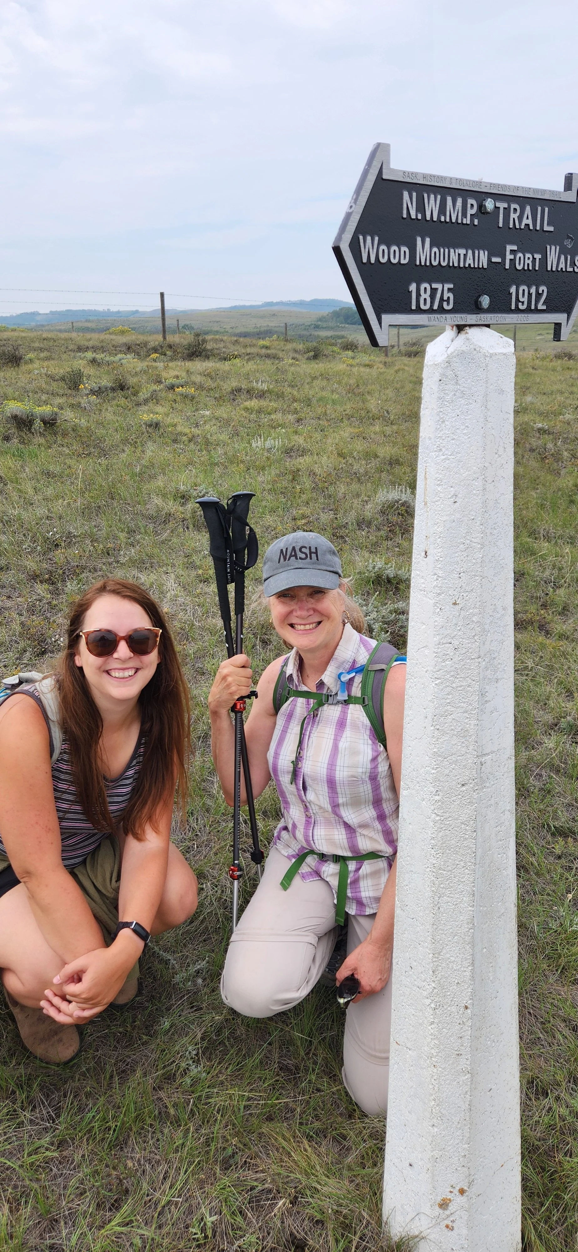 Leanne Tremblay and Simone Hengen on the trail at Wood Mountain. 