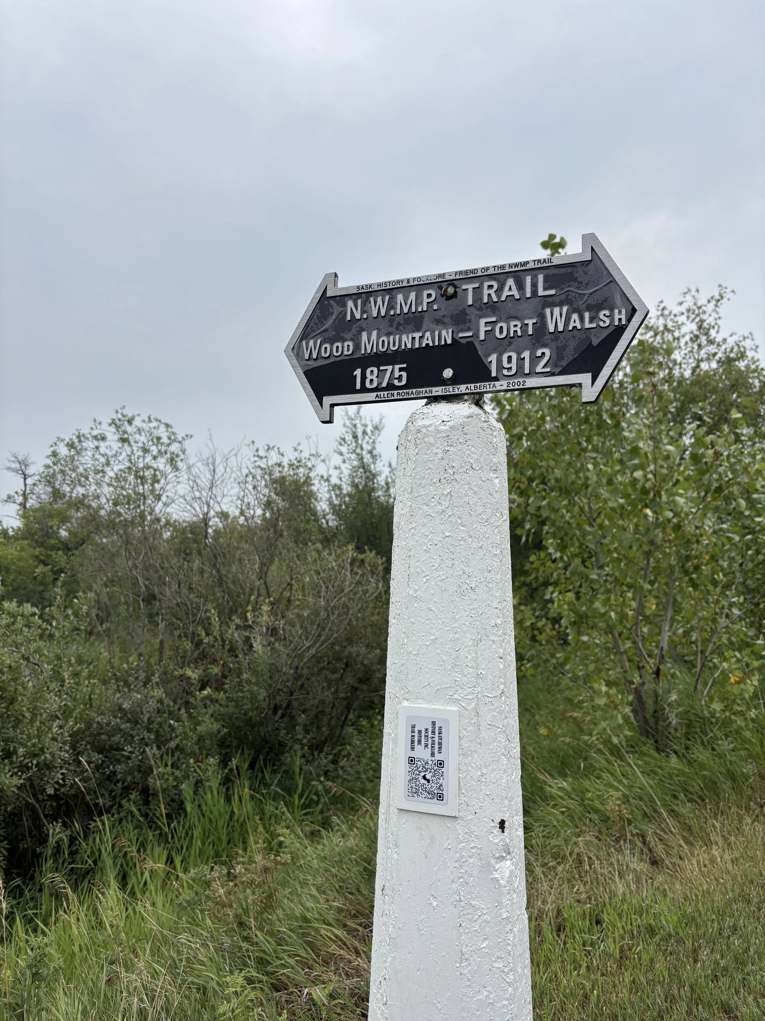 Historic Trail Marker near Wood Mountain Post. 