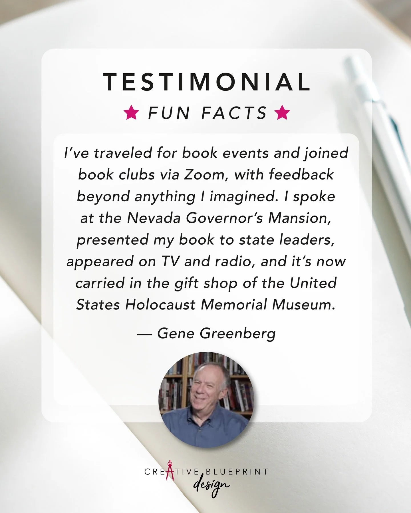 From idea &rarr; impact.

Gene came to me with a powerful story and the determination to publish it&mdash;but like many first-time authors, he wasn&rsquo;t sure how to bring it all together professionally.

That&rsquo;s where I stepped in.

From cove