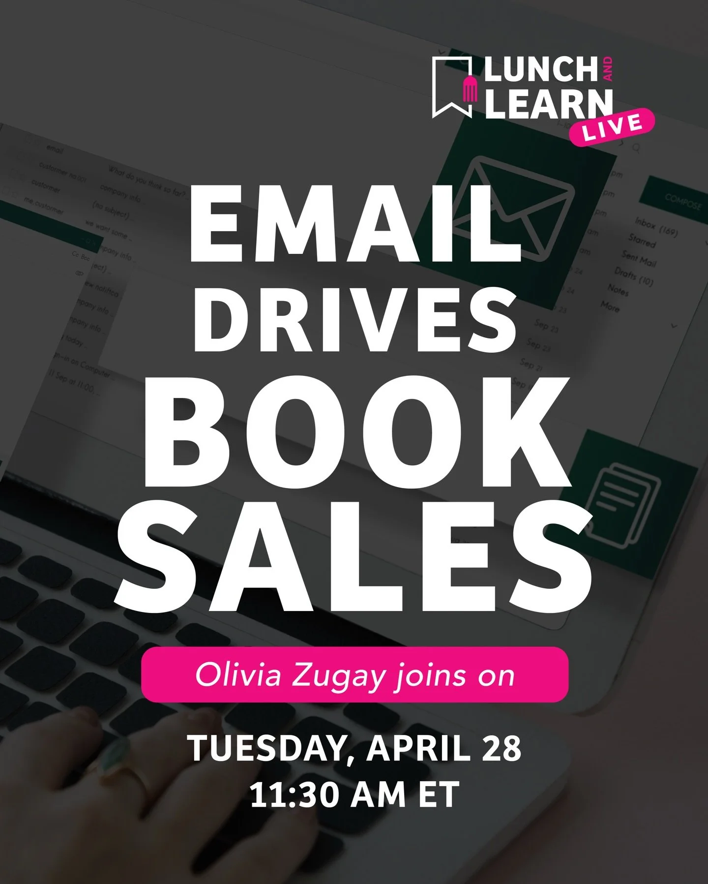 Email drives book sales. 📧📚

Join us for the 14th Lunch &amp; Learn Live on Tuesday, April 28th at 11:30 AM ET as I chat with Olivia Zugay, book marketer. @storyflowsolutions 

Building an audience as an author doesn&rsquo;t stop or start at publis