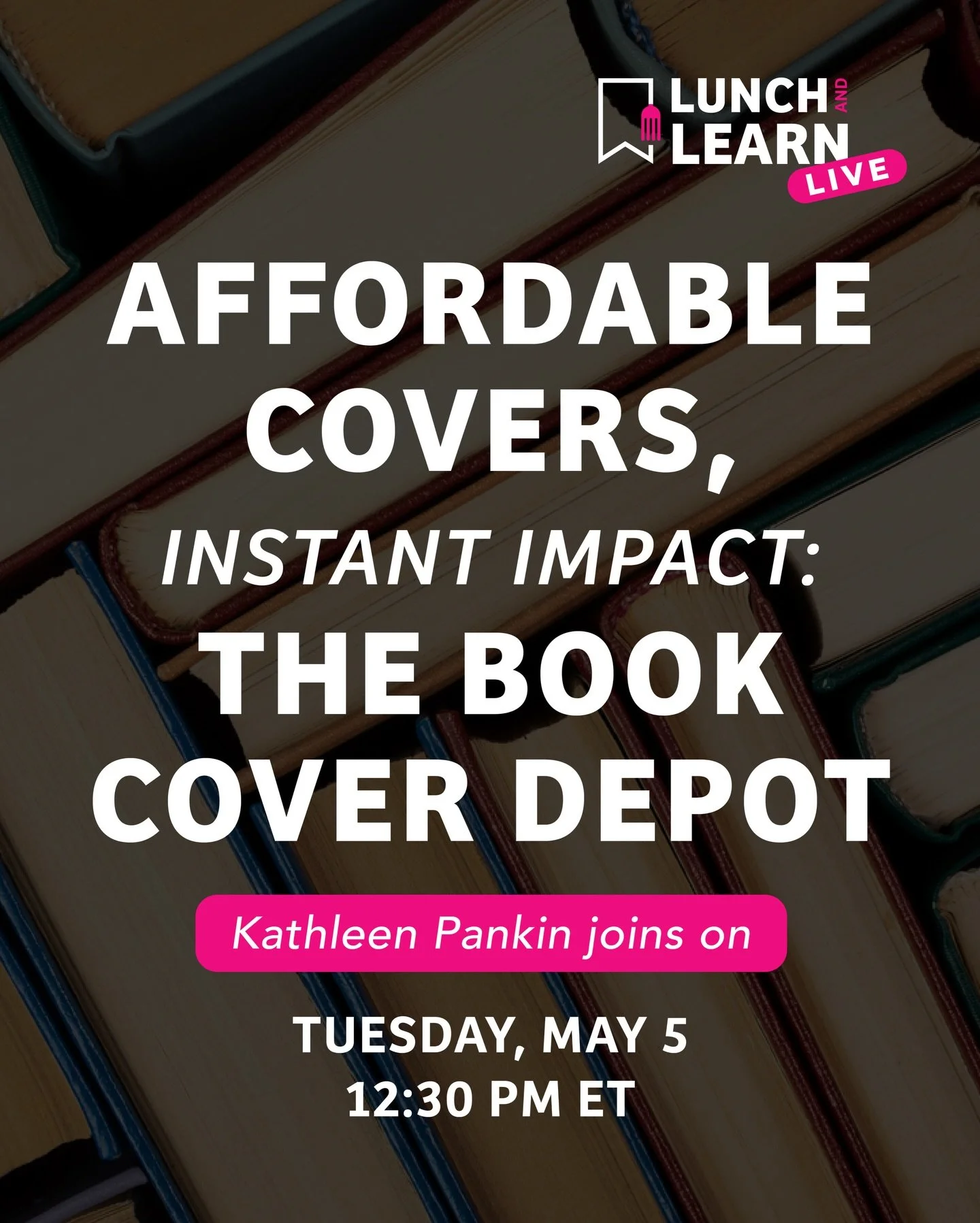 Affordable covers, instant impact: The Book Cover Depot 📚

Join us for the 15th Lunch &amp; Learn Live on May 5th at 12:30 PM ET as I chat with author Kathleen Pankin @kathleen.pankin .

Many authors don&rsquo;t realize there&rsquo;s another way to 