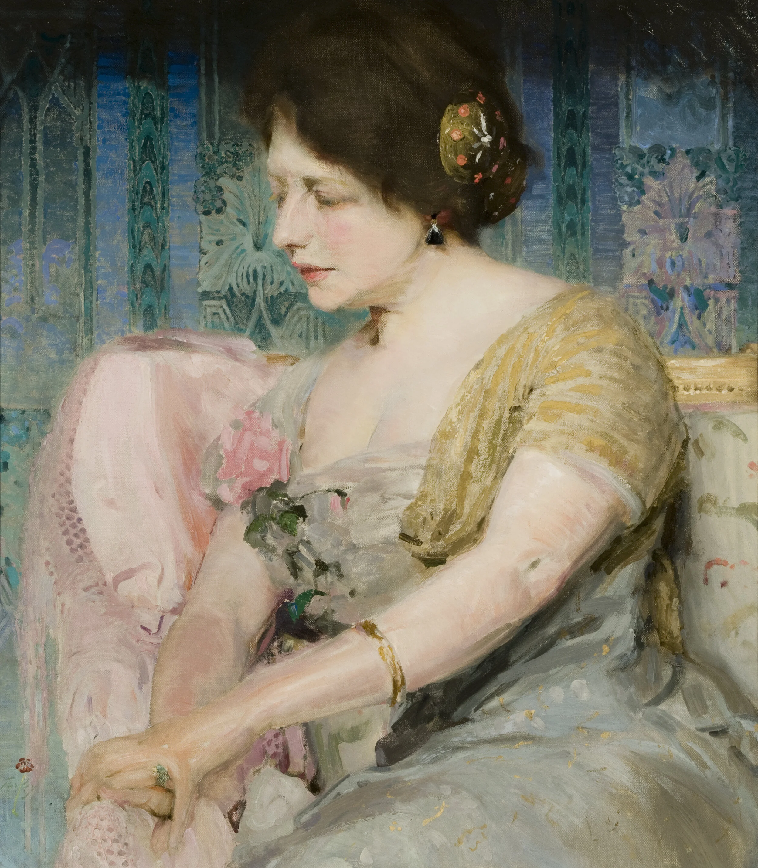 Richard Blossom Farley (American, 1875-1951), Blue and Gold (detail), 1912, oil on canvas, Museum Purchase, Reading Public Museum, Reading, Pennsylvania