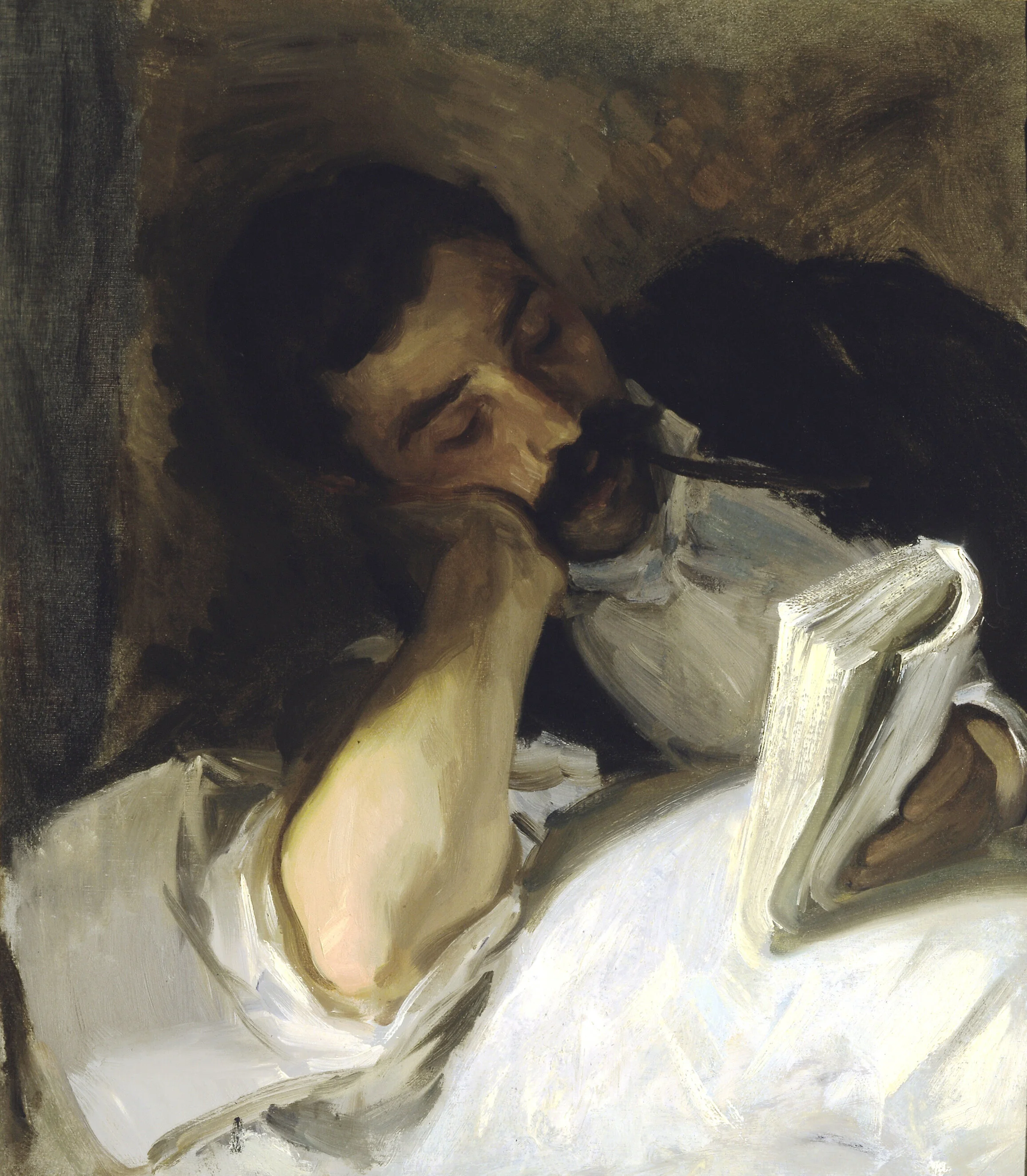 John Singer Sargent (American, 1856-1925), Man Reading (Nicolad’Inverno), c. 1905-1910, oil on canvas, Museum Purchase, ReadingPublic Museum, Reading, Pennsylvania
