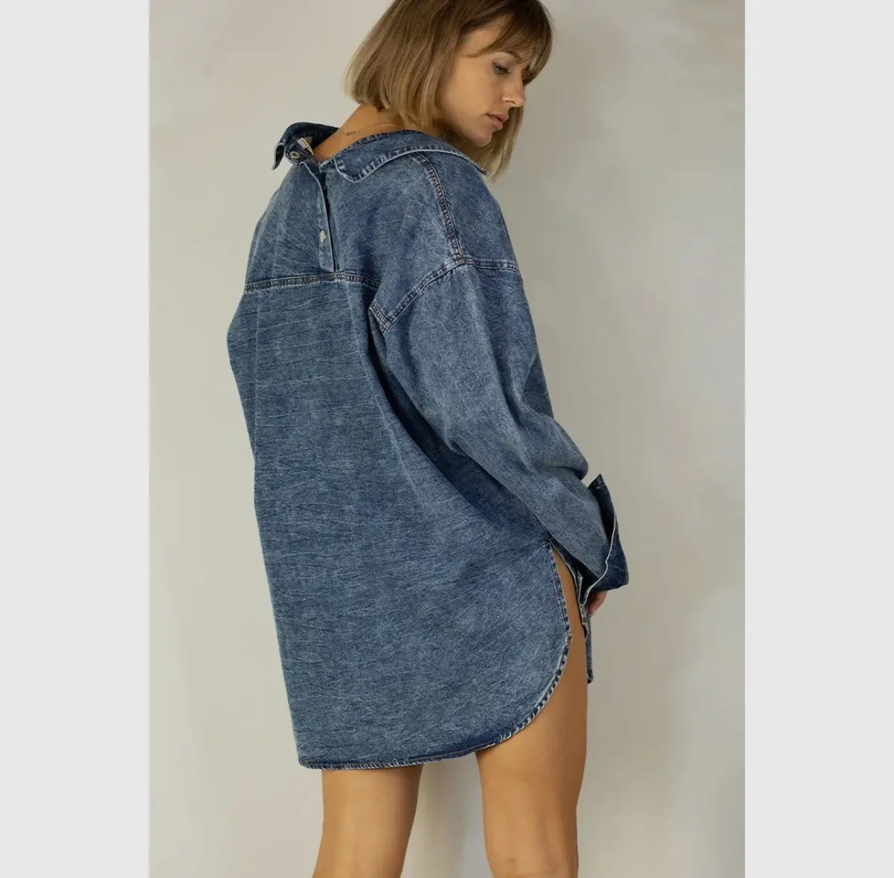Denim Shirt Dress with Pocket Belt  Cutina Miller